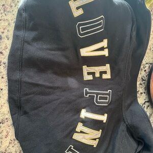 PINK Victoria's Secret Black Hoodie with Gold Accents